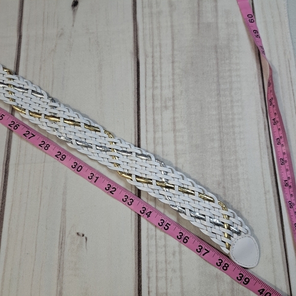 ADR Woven White Gold Silver Tone Belt Size Med Large - Picture 3 of 4
